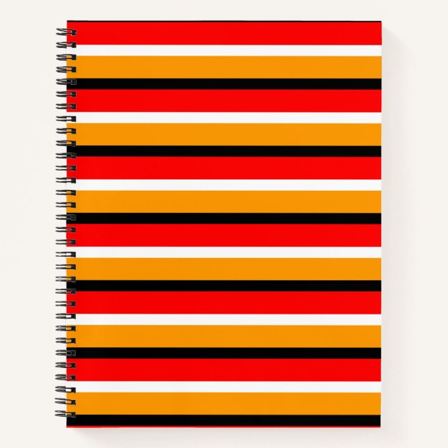 Cuaderno Diseño de patrones de rayas de Naranja rojo (Anverso)
