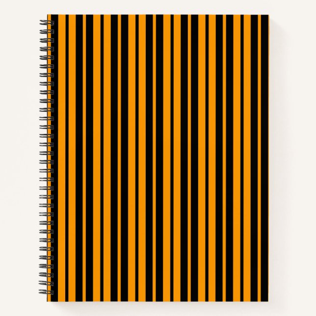 Cuaderno Diseño de patrones de rayas verticales negras (Anverso)