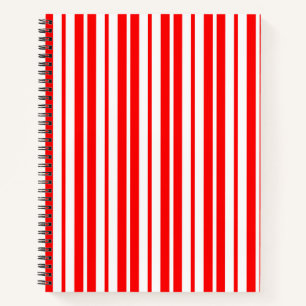 Cuaderno Diseño de patrones de rayas verticales rojas y bla