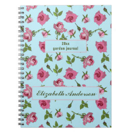 Cuaderno Diseño de patrones de superficie de rosas rosadas 