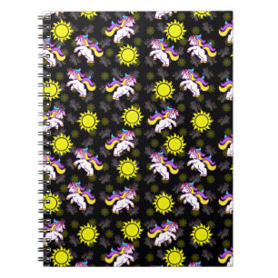 Cuaderno Diseño de patrones de unicornio negro