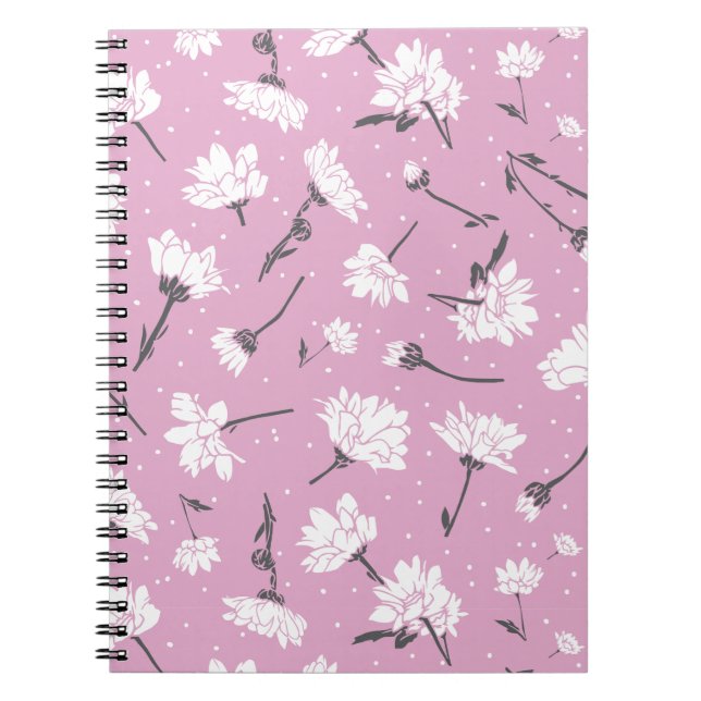 Cuaderno Diseño de patrones florales rosados - Arte elegant (Frente)