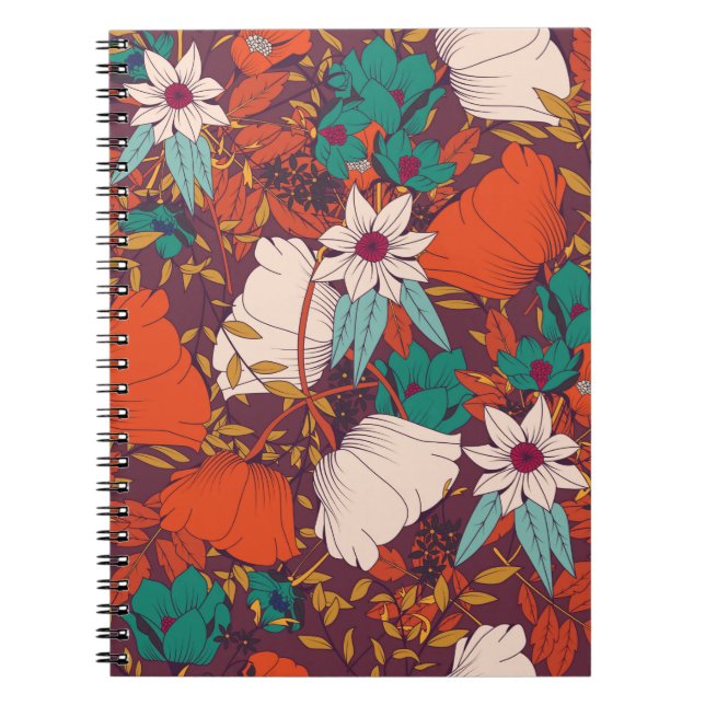 Cuaderno Diseño de patrones impecable con flores dibujadas  (Frente)