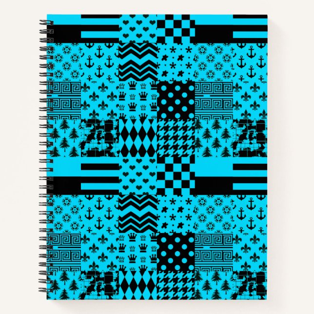 Cuaderno Diseño de patrones mixtos azul negro (Anverso)