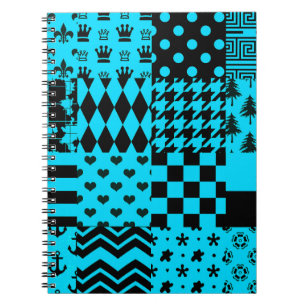 Cuaderno Diseño de patrones mixtos azul negro