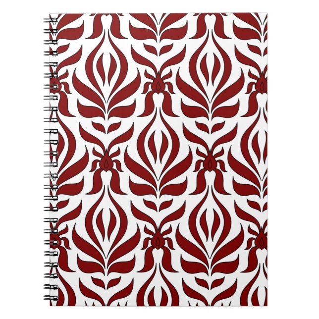 Cuaderno Diseño de patrones rojos y blancos sin inconvenien (Frente)