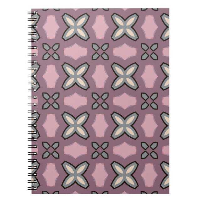 Cuaderno Diseño de patrones rosa y gris (Frente)