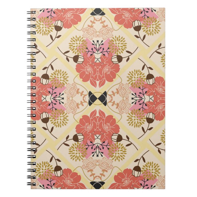 Cuaderno Diseño de patrones vintage sin fisuras florales. (Frente)