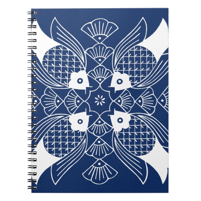 Cuaderno Diseño de peces subacuáticos con fondo azul (Frente)