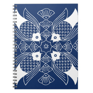 Cuaderno Diseño de peces submarinos con fondo azul