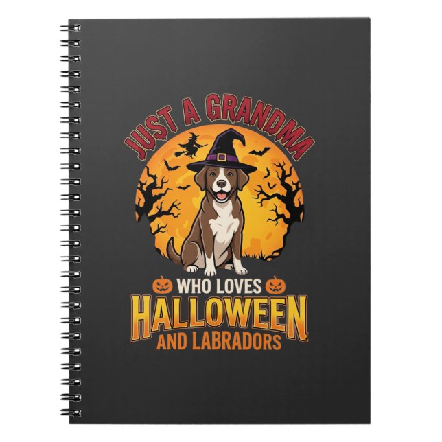 Cuaderno Diseño de perro abuela de Halloween Labrador_1 (Frente)