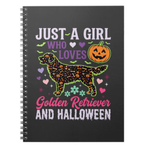 Cuaderno Diseño de perro calabaza niña de Halloween Retriev