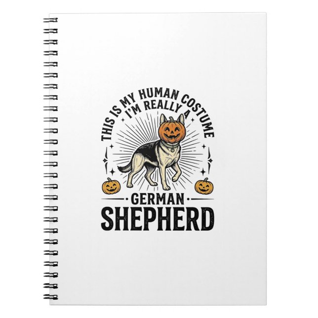 Cuaderno Diseño de perro divertido disfraz de Halloween par (Frente)