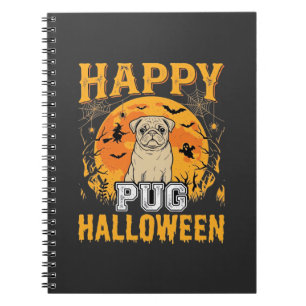 Cuaderno Diseño de perro espeluznante de Halloween de Pug f