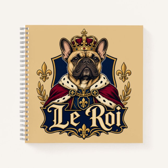 Cuaderno Diseño de perro real rey Bulldog Francés (Anverso)