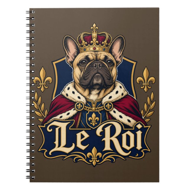 Cuaderno Diseño de perro real rey Bulldog Francés (Frente)