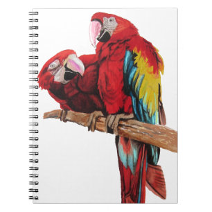 Cuaderno Diseño de pintura en acuarela de guacamayo rojo co