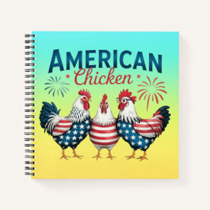 Cuaderno Diseño de pollo americano patriótico del 4 de juli