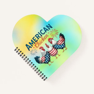 Cuaderno Diseño de pollo americano patriótico del 4 de juli