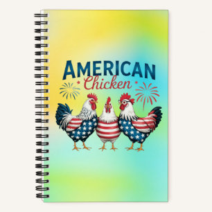 Cuaderno Diseño de pollo patriótico americano del 4 de juli