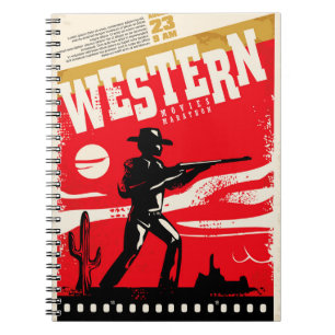Cuaderno Diseño de poster retro de maratón de películas occ
