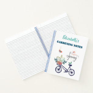 Cuaderno Diseño de primavera feliz: bicicleta, flores y ave