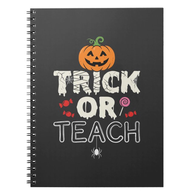 Cuaderno Diseño de profesor de Halloween Truco o Enseña (2) (Frente)