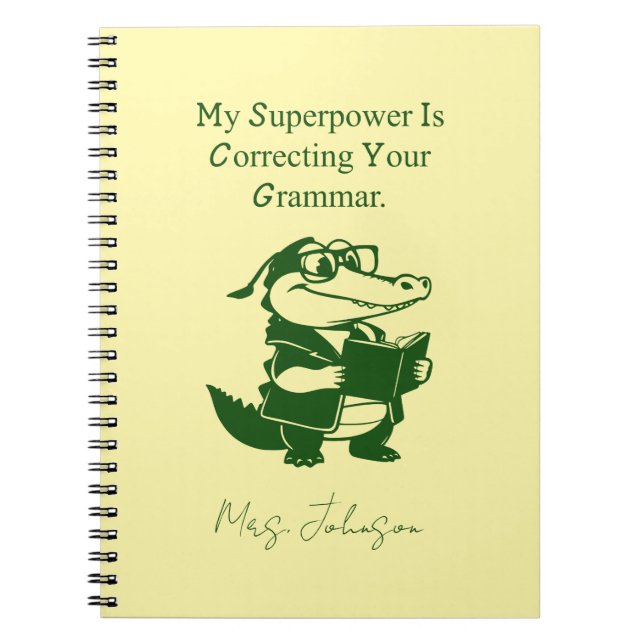 Cuaderno Diseño de profesor de inglés divertido superpoder  (Frente)