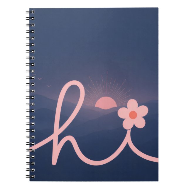 Cuaderno Diseño de puesta de sol de "hola" en Montaña de Gu (Frente)