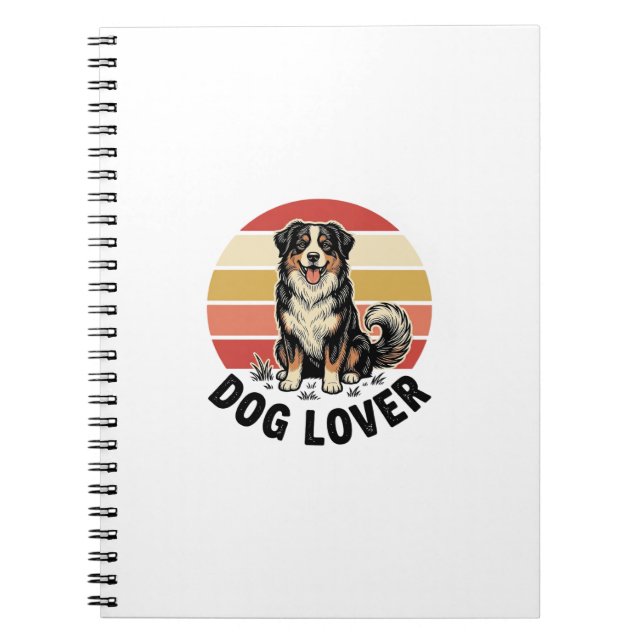 Cuaderno Diseño de puesta de sol de perro lindo grabado vin (Frente)