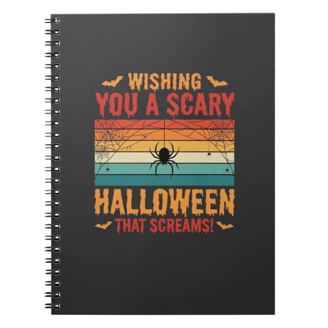 Cuaderno Diseño de puesta de sol de telaraña de Halloween e (Frente)
