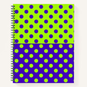 Cuaderno Diseño de puntos de polka verde medio azul
