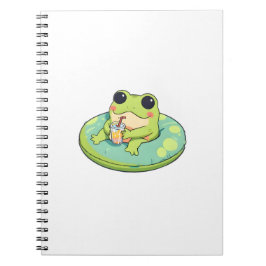 Cuaderno Diseño de rana Chibi linda día de verano en la pis