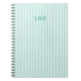 Cuaderno Diseño de raya azul menta con iniciales minúsculas