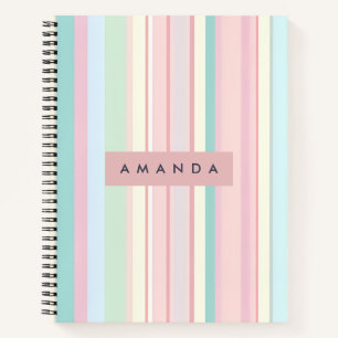 Cuaderno Diseño de Raya de Caramelo Pastel Personalizado