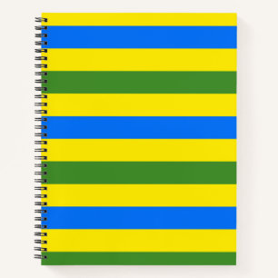 Cuaderno Diseño de rayas azules verdes y amarillas
