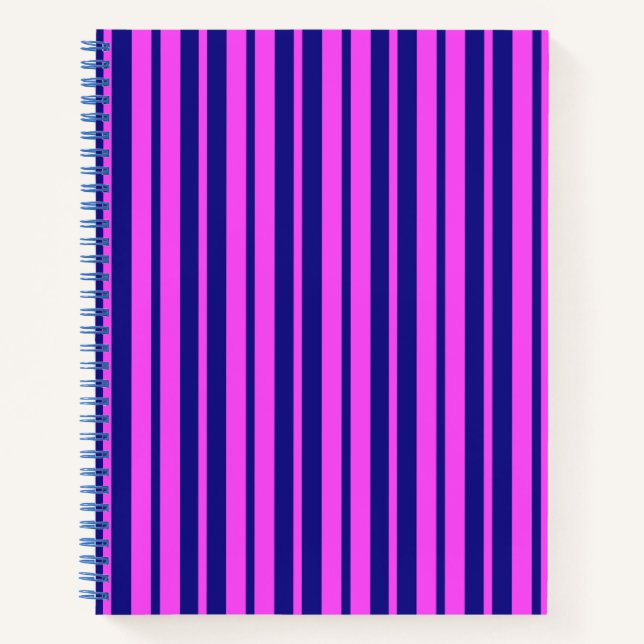 Cuaderno Diseño de rayas de color azul púrpura (Anverso)