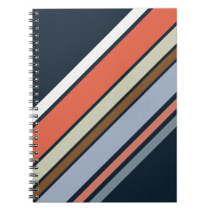 Cuaderno Diseño de rayas de estilo retro diagonal