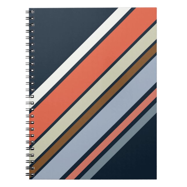 Cuaderno Diseño de rayas de estilo retro diagonal (Frente)