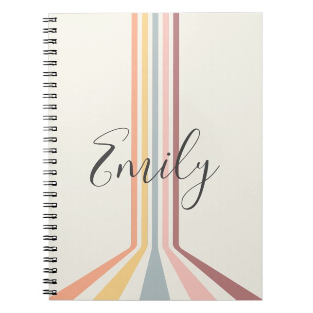 Cuaderno Diseño de rayas de estilo retro pastel (Frente)
