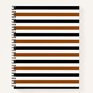 Cuaderno Diseño de rayas marrones negras y blancas