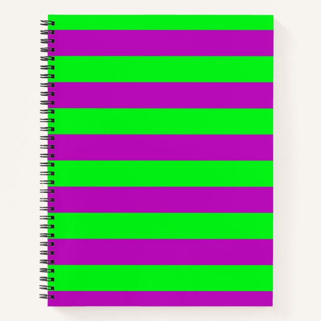 Cuaderno Diseño de rayas moradas y verdes (Anverso)