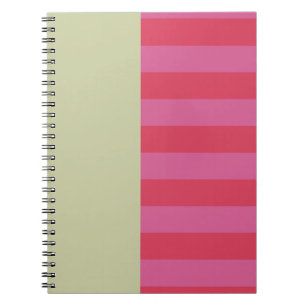 Cuaderno Diseño de rayas rosa brillante y verde salvia aleg
