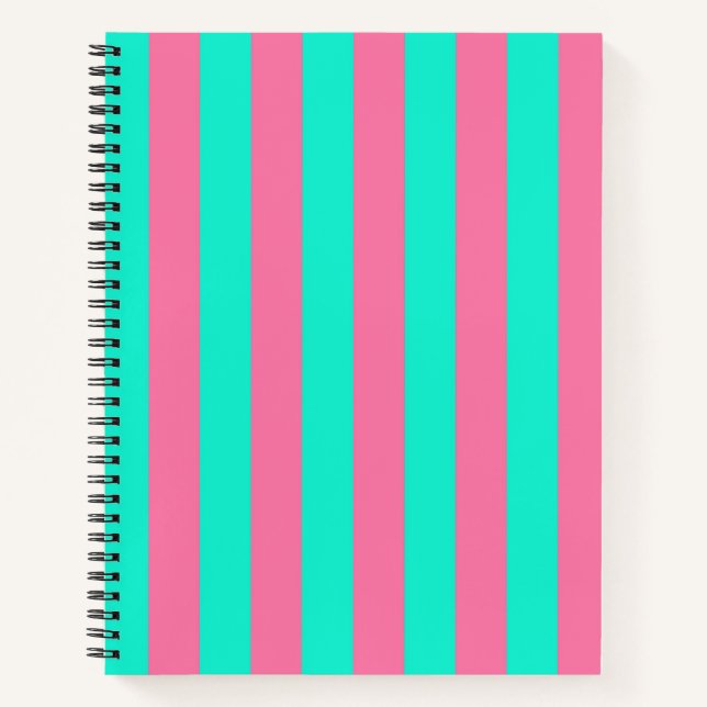 Cuaderno Diseño de rayas verdes menta rosadas (Anverso)