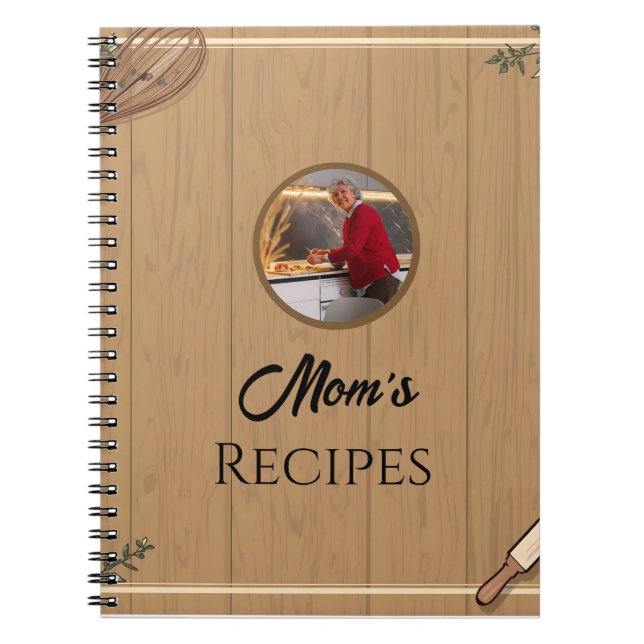 Cuaderno Diseño de receta de cocina rústica de mamá editabl (Frente)