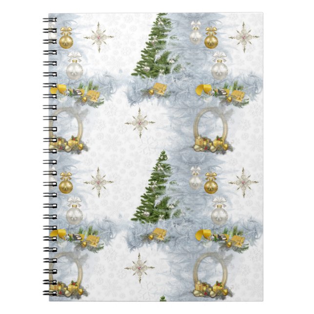 Cuaderno Diseño de repetición de Boda de Navidades blancos (Frente)