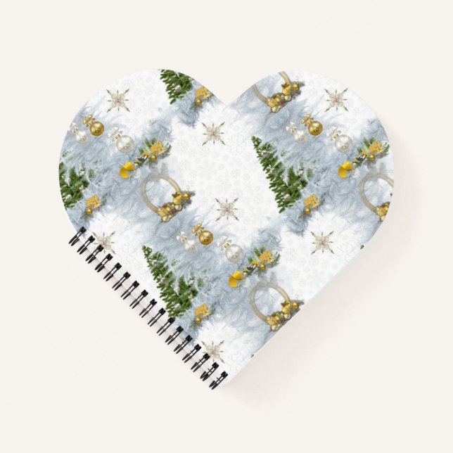 Cuaderno Diseño de repetición de Boda de Navidades blancos (Anverso)