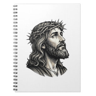 Cuaderno Diseño de retrato de corona de espinas de grabado 