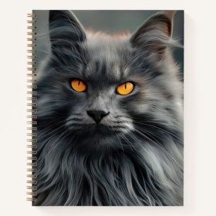Cuaderno Diseño de retrato de gato majestuoso de pelo largo