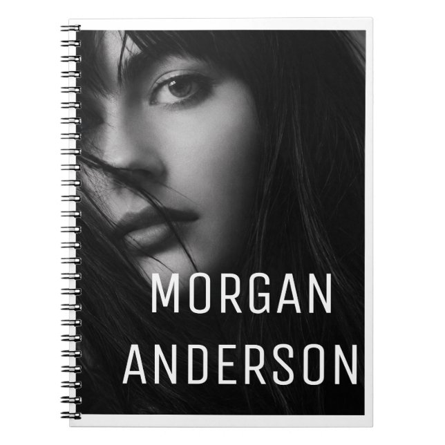 Cuaderno Diseño de retrato en blanco y negro Morgan Anderso (Frente)